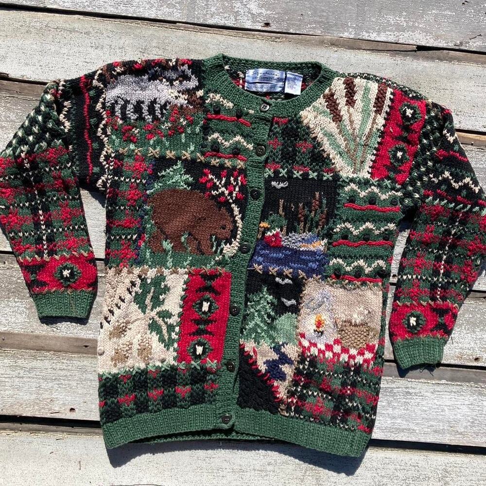 Vintage cabincore heavy weight chunky sweater XL
